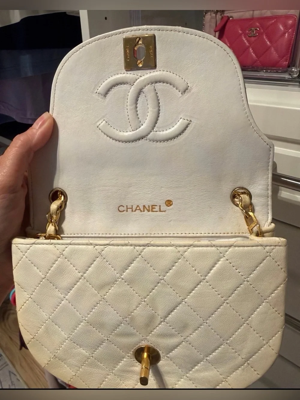 Chanel lambskin quilted mini half moon flap bag classic timeless